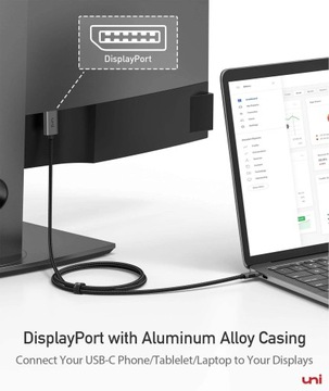 UNI-кабель Display Port USB-C 4K 60 Гц 1,8 м