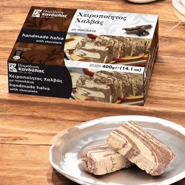 Chałwa Grecka o czekoladowym smaku Kandylas 400g Oryginalna przekąska