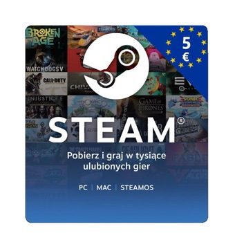 STEAM 5 € Euro / Karta podarunkowa, Wallet, Gift Card