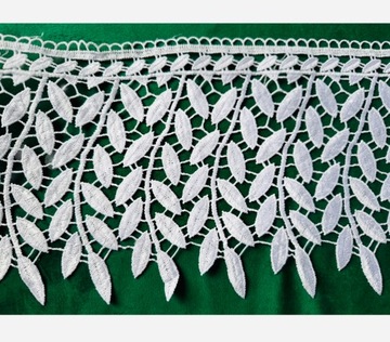 GIPIURA LIŚĆ biały KORONKA FIRANA ORNAMENT 20 cm PIĘKNY WZÓR DEKOR