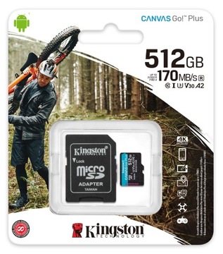 Kingston Canvas Go+ micro SD 170/90 МБ/с, 512 ГБ