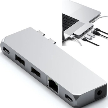 Adapter SATECHI Pro Hub Mini 2x USB-C, 2x USB-A, Ethernet, Jack do MacBook