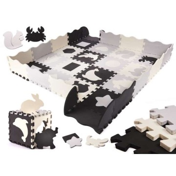 PUZZLE PIANKOWE MATA DLA DZIECI czarne-szare-ecru