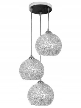 Lampa APP634 sufitowa wisząca srebrna kule glamour