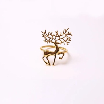 Christmas Napkin Ring Holders Metal Xmas Wreath Bell Elk Santa Napkin