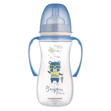 Canpol butelka antykolkowa 300ml EasyStart Bonjour Paris z uchwytami 12m+