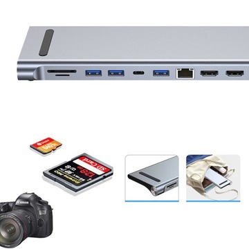 АДАПТЕР-ХАБ ДОК-СТАНЦИИ Type-C 12in1 HDMI 4K USB 3.0 VGA PD SD/TF