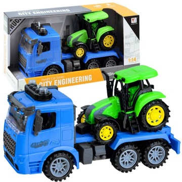 Zestaw pojazdy CIĘŻARÓWKA + TRAKTOR światło dźwięk napęd 28 cm ZA2030