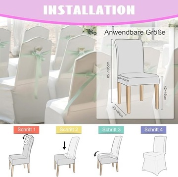 Uniwersalne pokrowce na krzesła białe