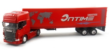 SCANIA V8 R730 MODEL WELLY 1:64 CZERWONY TIR