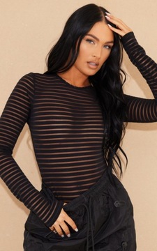 BODY CZARNE W PASKI PRETTYLITTLETHING
