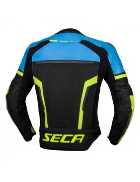 SECA HOOLIGAN KURTKA BLUE FLUO ŻÓŁTA SKÓRA D3O 48