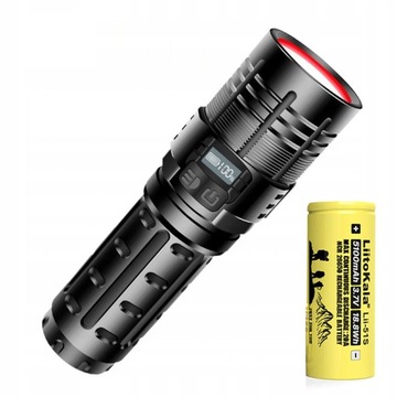 МОЩНЫЙ ФОНАРИК Cree XHP70 USB с ЖК-дисплеем + 26650 ячеек