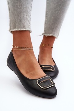 БАЛЕТКИ ЖЕНСКИЕ С ЭКО ДЕКОРАЦИЕЙ, ПЛОСКИЕ, КОМФОРТНЫЕ, ЧЕРНЫЕ 38