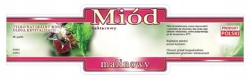 ETYKIETY ozdobne SAMOPRZYLEPNE 100 szt na MIÓD MALINOWY