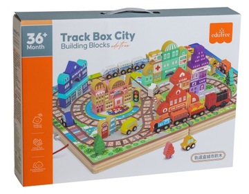 ОГРОМНЫЙ ДЕРЕВЯННЫЙ ЭЛЕКТРОПОЕЗД ПУТЬ ПОЕЗД АВТОМОБИЛЬ ДОРОЖНЫЕ БЛОКИ ГОРОД