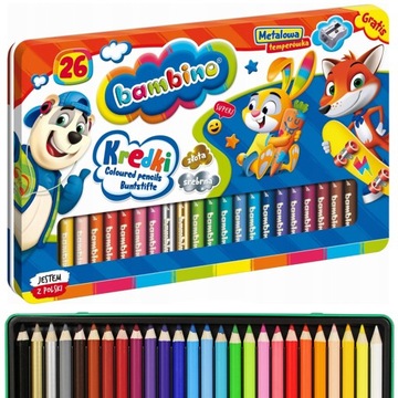 BAMBINO KREDKI GRUBE W METALOWYM PUDEŁKU 26 KOLOR