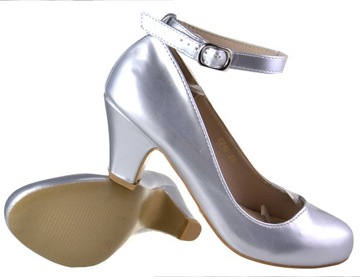 Lakier PANTOFELKI WYSOKI Obcas STUKAJACE TANIEC 29