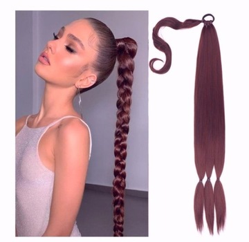 DOCZEPIANY WARKOCZ KUCYK NA GUMCE 80CM #BURGUND