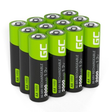 12x AKUMULATORKI AA R6 2000mAh GREEN CELL BATERIE DO LAMP SOLARNYCH