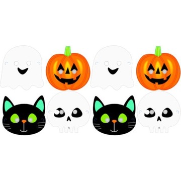 БУМАЖНЫЕ МАСКИ 8 шт. Украшение ШАР ДЛЯ ХЭЛЛОУИНА