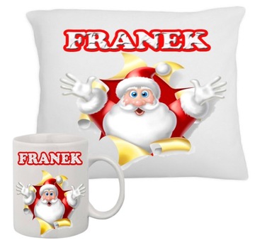 PODUSZKA + KUBEK ŚWIĄTECZNA Z IMIENIEM PREZENT