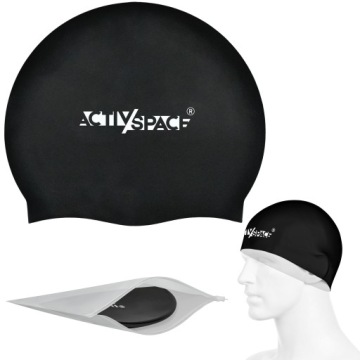 CZEPEK PŁYWACKI KĄPIELOWY SILIKONOWY DO PŁYWANIA NA BASEN UNIWERSALNY BLACK