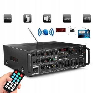 ПРИЕМНИК СТЕРЕОУСИЛИТЕЛЬ ПУЛЬТ ДИСТАНЦИОННОГО УПРАВЛЕНИЯ BLUETOOTH МОЩНЫЙ АУДИОПРИЕМНИК 2000ВТ