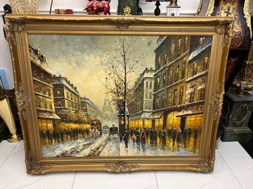 OBRAZ ZŁOTA RAMA PARYŻ nocą 142 x 113 cm