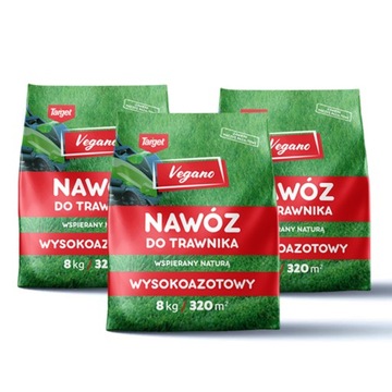 Naturalny nawóz do trawnika Vegano 3 x 8 kg Target DUŻY ZESTAW 24 KG