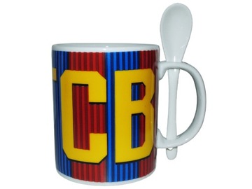 KUBEK CERAMICZNY Z ŁYŻECZKĄ FC BARCELONA 300ml