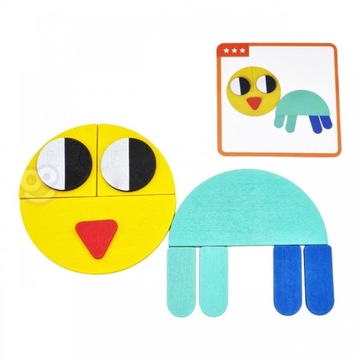 DREWNIANA UKŁADANKA 40 WZORÓW MONTESSORI PUZZLE 55 EL.