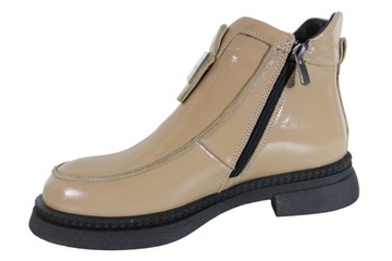 Botki Ravini 148.1608 R.38 Skóra Beż Lakier