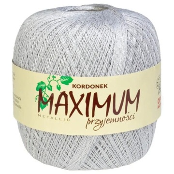 Kordonek MAXIMUM Metallic 100g kolor 1813 Jasny Popielaty- Srebrny