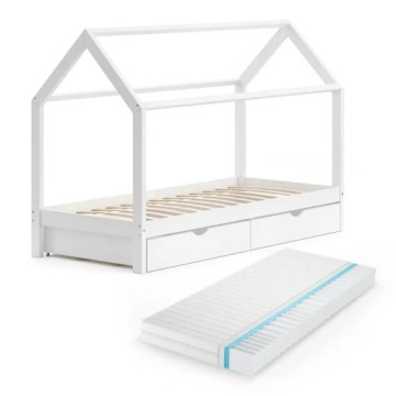 ŁÓŻECZKO WIKI 200X90 BIAŁE MATERAC SZUFLADKI