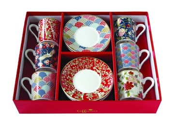 Zestaw 6 filiżanek 100ml ze spodkami porcelana