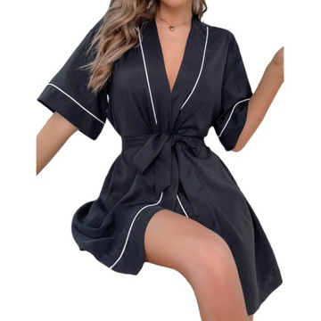 ЭЛЕГАНТНЫЙ ЖЕНСКИЙ АТЛАСНЫЙ ХАЛАТ, ЗАВЯЗАННЫЙ НА ПОЯСИИ, PENIUAR, ЦВЕТА