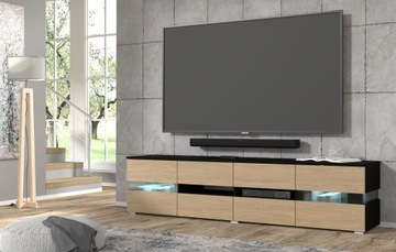 VIPER 186 Тумба под ТВ, черный матовый/дуб каменный + LED