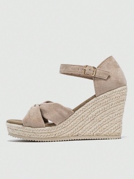 SHEIN BEŻOWE ZAMSZOWE ESPADRYLE SANDAŁY NA KOTURNIE 41 39919