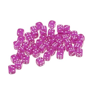Zestaw kości jednostronnych, 50 sztuk, jasne kolory, 12 mm