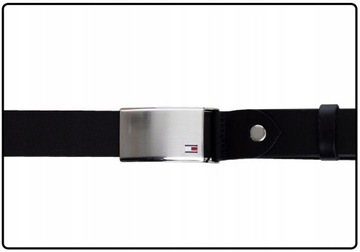 TOMMY HILFIGER PASEK DO SPODNI PLAQUE BELT ADJ 3,5 CM CZARNY r.115