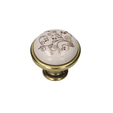 Gałka meblowa porcelana mleczna GP19-AB- dekor 11