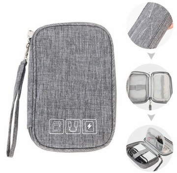 Дорожный органайзер для кабелей и зарядных устройств, сумка для электроники, серый чехол