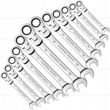 Srebrny 6mm zestaw kluczy z grzechotką Flex-head