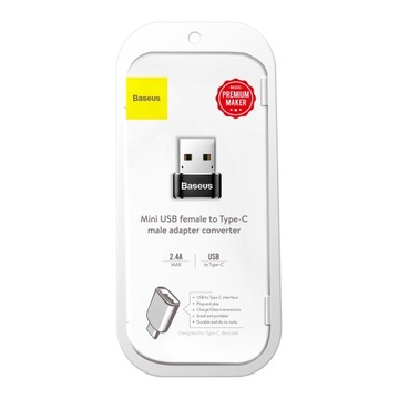 Универсальный адаптер Baseus 3A USB-C — USB-A (черный)