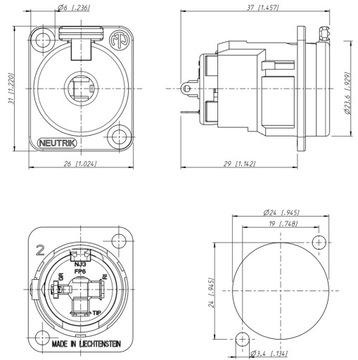 NEUTRIK NJ3FP6C Стереоразъем TRS 6,3 мм