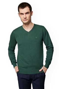 Sweter Męski Zielony Bawełniany V-neck Anthony Lancerto M