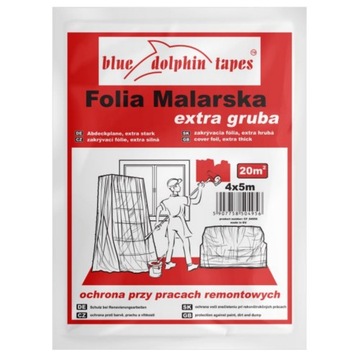 Folia malarska 4x5m 20m2 Extra gruba BlueDolphin