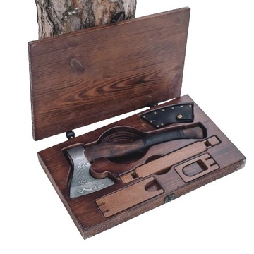 Topór VIKING w prezentowym drewnianym kuferku Gorillas BBQ A-6K