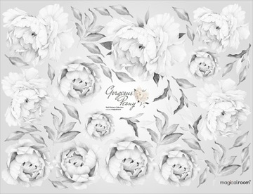 Naklejka na ścianę dla dzieci DUŻE KWIATY PIWONII PIWONIE - 100cm x 130cm